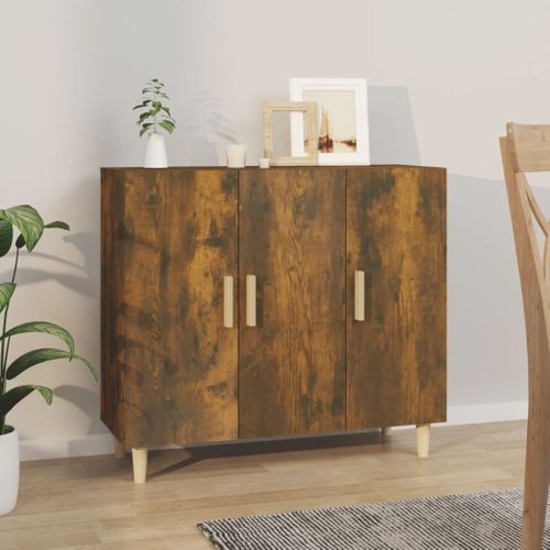 Buffet Chêne Fumé 90x34x80 Cm Bois Contreplaqué