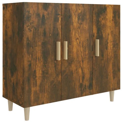 Buffet Chêne Fumé 90x34x80 Cm Bois Contreplaqué