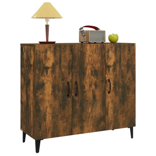 Buffet Chêne Fumé 90x34x80 Cm Bois Contreplaqué