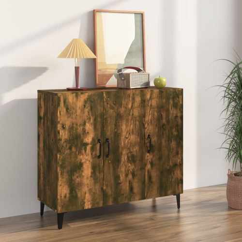 Buffet Chêne Fumé 90x34x80 Cm Bois Contreplaqué