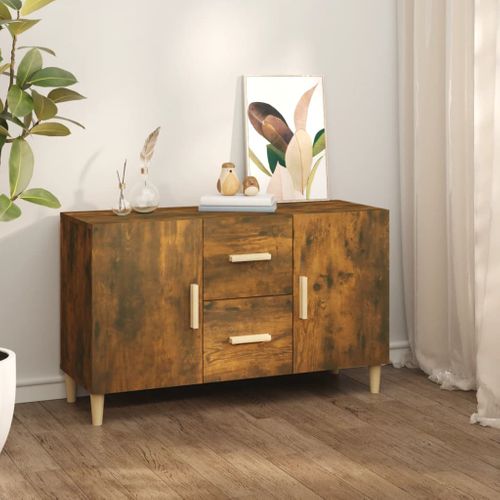 Buffet Chêne Fumé 100x36x60 Cm Bois Contreplaqué
