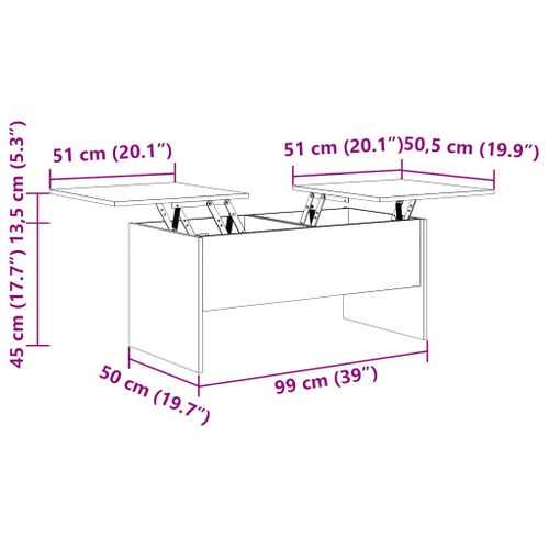 Table Basse Sonoma Gris 102x50,5x46,5 Cm Bois Contreplaqué