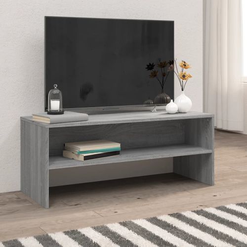Meuble TV Sonoma Gris 100x40x40 Cm Bois Contreplaqué