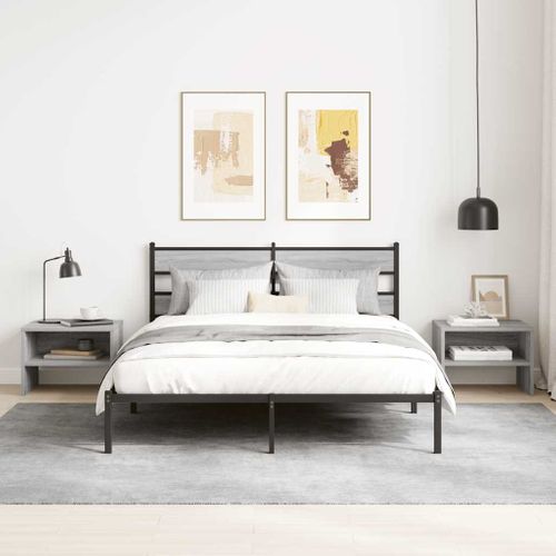 Table De Chevet Sonoma Gris 40x30x30 Cm Bois Contreplaqué