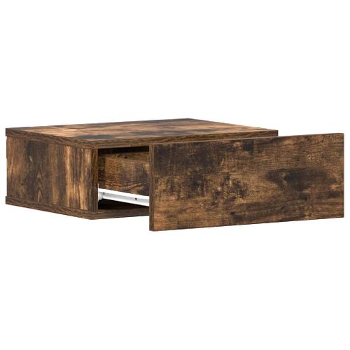Table De Chevet Flottante Chêne Fumé 40x30x15 Cm