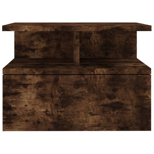 Table De Chevet Flottante Chêne Fumé 40x31x27cm Bois Ingénierie