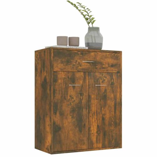 Buffet Chêne Fumé 60x30x75 Cm Bois Contreplaqué
