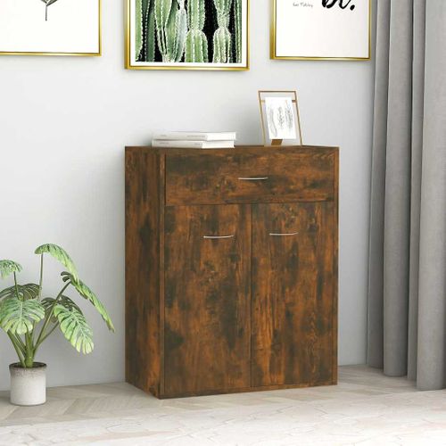 Buffet Chêne Fumé 60x30x75 Cm Bois Contreplaqué