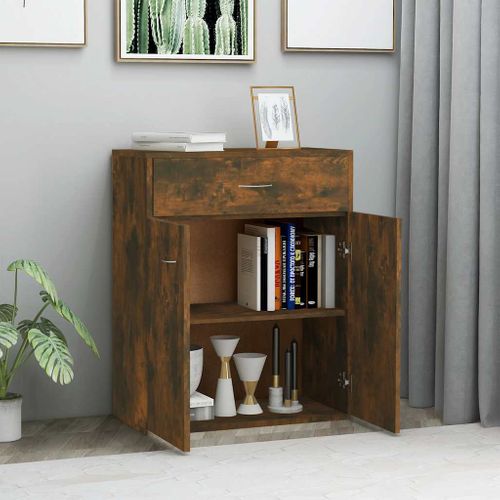 Buffet Chêne Fumé 60x30x75 Cm Bois Contreplaqué