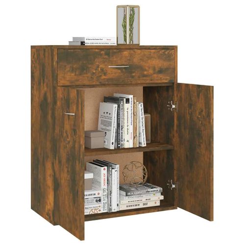 Buffet Chêne Fumé 60x30x75 Cm Bois Contreplaqué