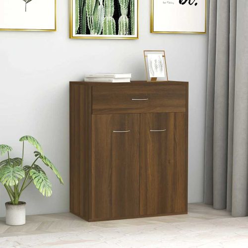 Buffet Chêne Marron 60x30x75 Cm Bois Contreplaqué