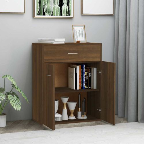 Buffet Chêne Marron 60x30x75 Cm Bois Contreplaqué