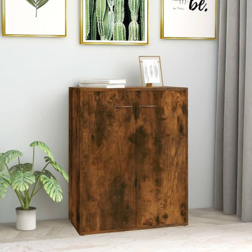 Buffet Chêne Fumé 60x30x75 Cm Bois Contreplaqué