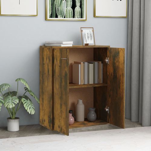 Buffet Chêne Fumé 60x30x75 Cm Bois Contreplaqué