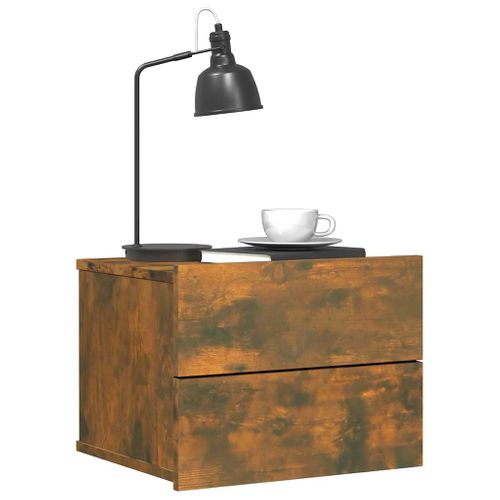 Table De Chevet Chêne Fumé 40x30x30 Cm Bois Contreplaqué