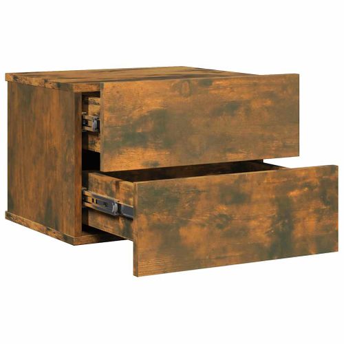 Table De Chevet Chêne Fumé 40x30x30 Cm Bois Contreplaqué