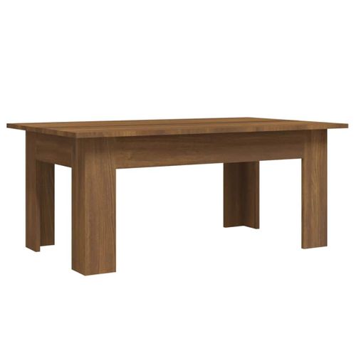 Table Basse Rectangulaire Moderne En Bois Contreplaqué Chêne Marron 100 X 60 X 42 Cm