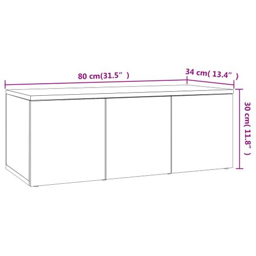 Meuble TV Chêne Fumé 80x34x30 Cm Bois Contreplaqué