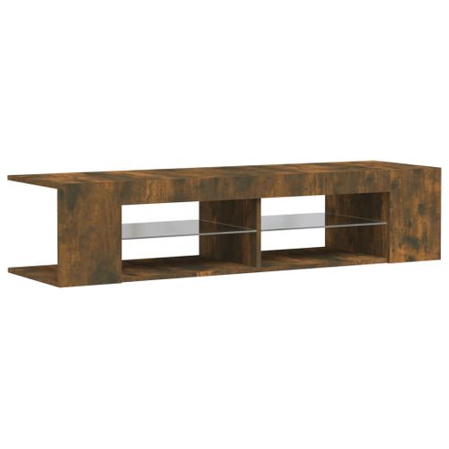 Meuble TV Avec Lumières LED Chêne Fumé 135x39x30 Cm