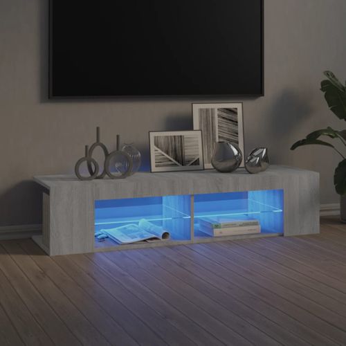 Meuble TV Avec Lumières LED Sonoma Gris 135x39x30 Cm