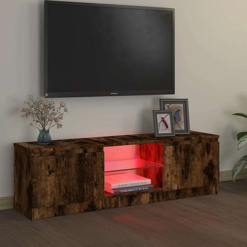 Meuble TV Avec Lumières LED Chêne Fumé 120x30x36 Cm
