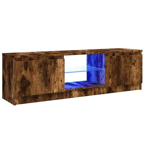 Meuble TV Avec Lumières LED Chêne Fumé 120x30x36 Cm