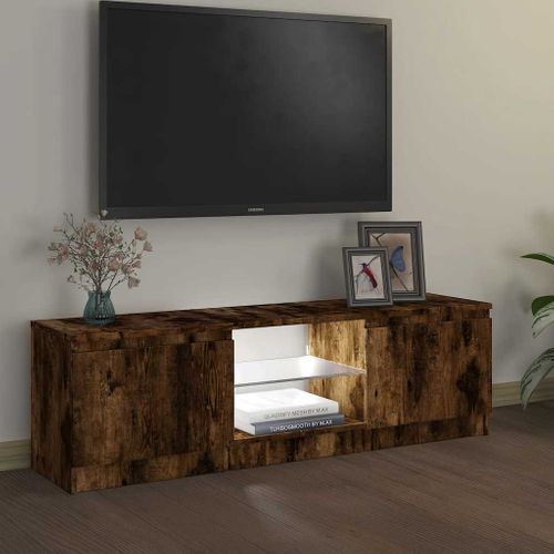 Meuble TV Avec Lumières LED Chêne Fumé 120x30x36 Cm