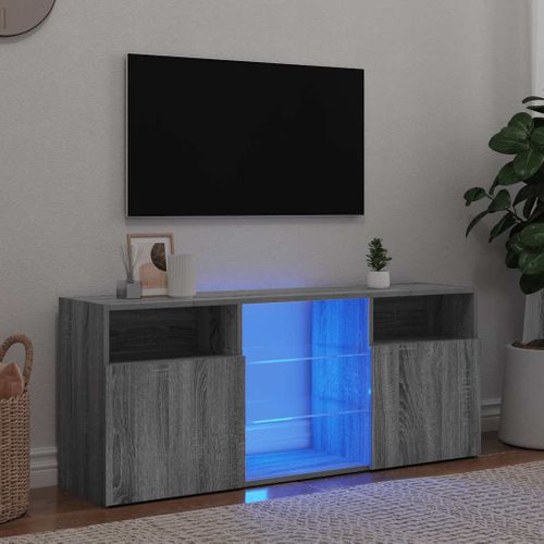 Meuble TV Avec Lumières LED Sonoma Gris 120x30x50 Cm