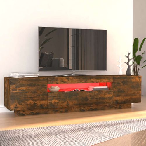 Meuble TV Avec Lumières LED Chêne Fumé 160x35x40 Cm