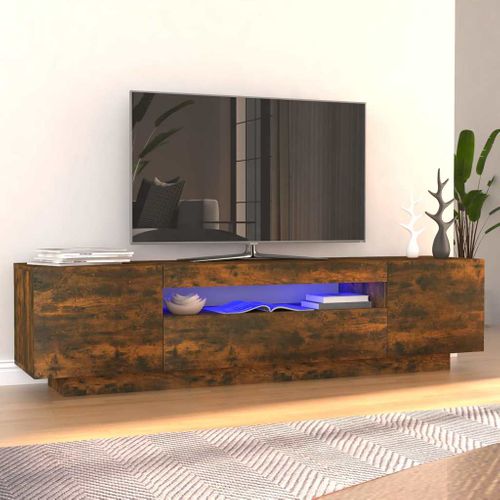 Meuble TV Avec Lumières LED Chêne Fumé 160x35x40 Cm
