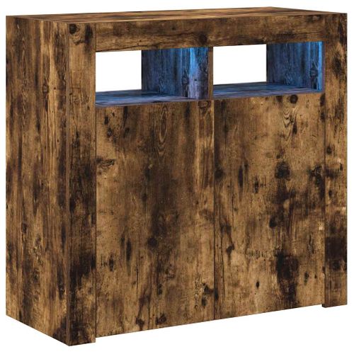 Buffet Avec Lumières LED Chêne Fumé 80x35x75 Cm