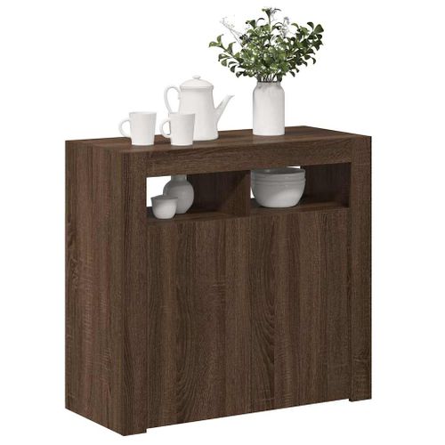 Buffet Avec Lumières LED Chêne Marron 80x35x75 Cm