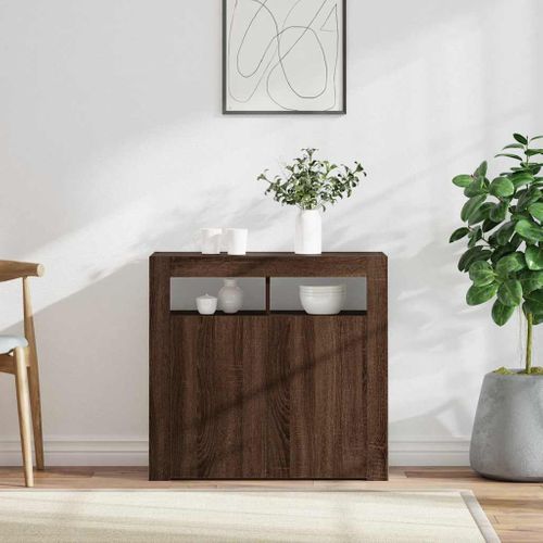 Buffet Avec Lumières LED Chêne Marron 80x35x75 Cm