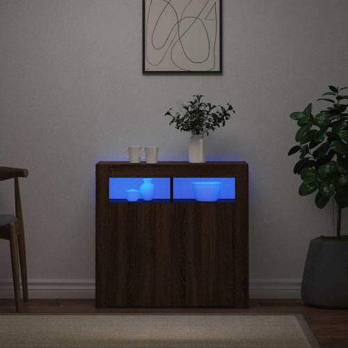 Buffet Avec Lumières LED Chêne Marron 80x35x75 Cm