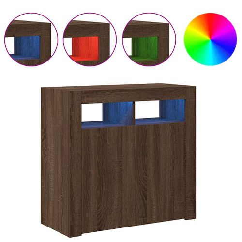 Buffet Avec Lumières LED Chêne Marron 80x35x75 Cm