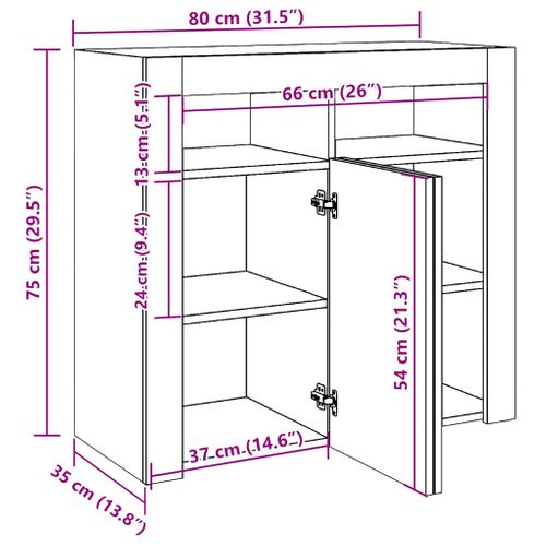 Buffet Avec Lumières LED Chêne Marron 80x35x75 Cm