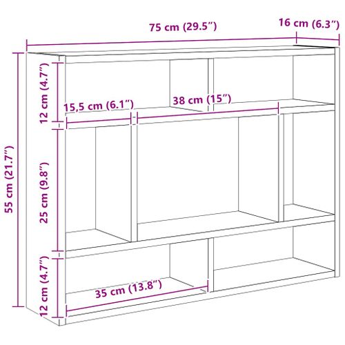 Étagère Murale Chêne Marron 75x16x55 Cm Bois Contreplaqué