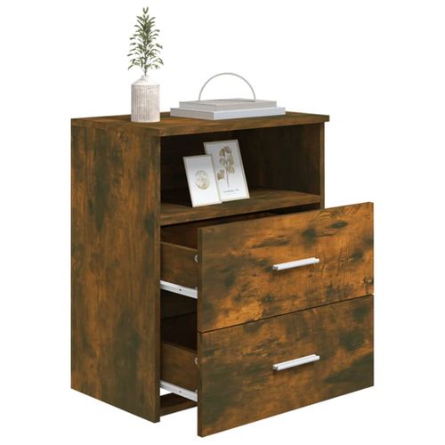 Table De Chevet Chêne Fumé 50x32x60 Cm