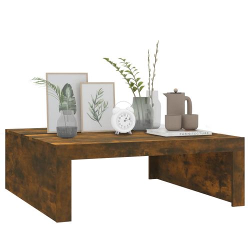 Table Basse Chêne Fumé 100x100x35 Cm Bois Contreplaqué