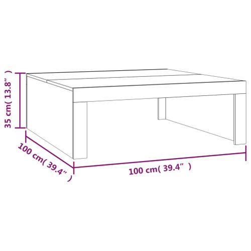 Table Basse Chêne Fumé 100x100x35 Cm Bois Contreplaqué