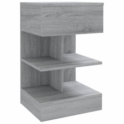 Table De Chevet Sonoma Gris 40x35x65 Cm Bois Contreplaqué