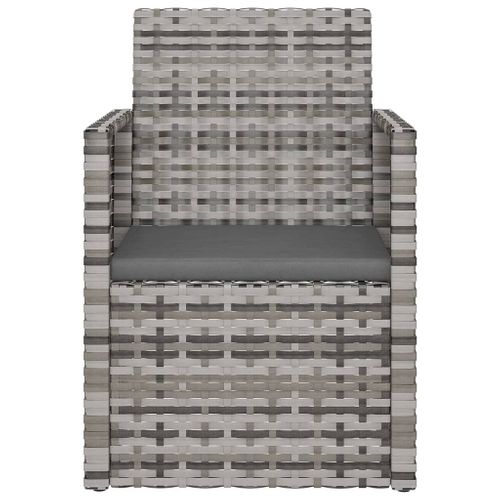 Mobilier D'extérieur 3 Pièces Avec Coussins Résine Tressée Gris