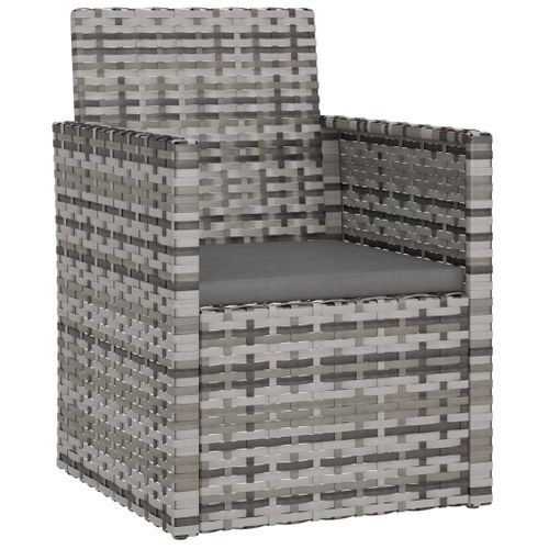 Mobilier D'extérieur 3 Pièces Avec Coussins Résine Tressée Gris