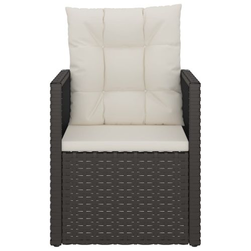 Mobilier D'extérieur 3 Pièces Avec Coussins Résine Tressée Noir