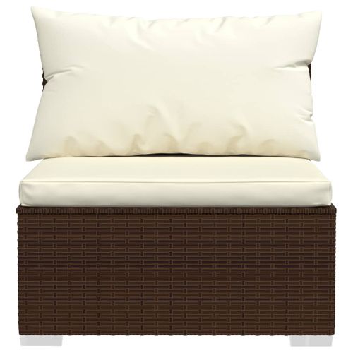 Salon De Jardin 8 Pièces Avec Coussins Résine Tressée Marron