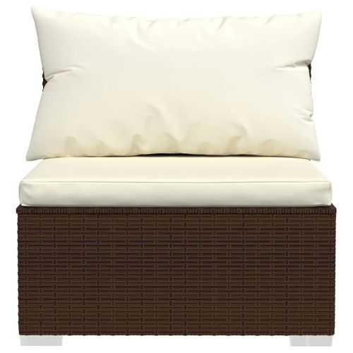 Salon De Jardin 9 Pièces Avec Coussins Résine Tressée Marron