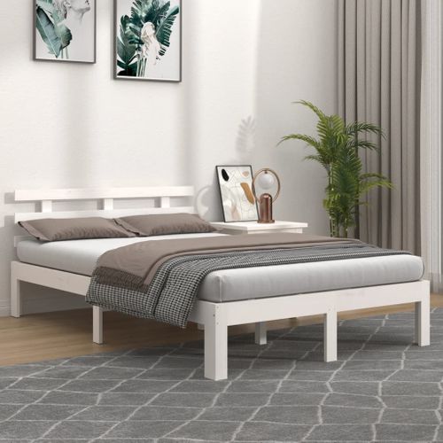 Cadre De Lit Sans Matelas Blanc 140x190 Cm