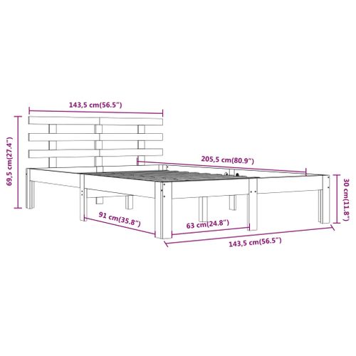 Cadre De Lit Sans Matelas Blanc Bois Massif 140x200 Cm