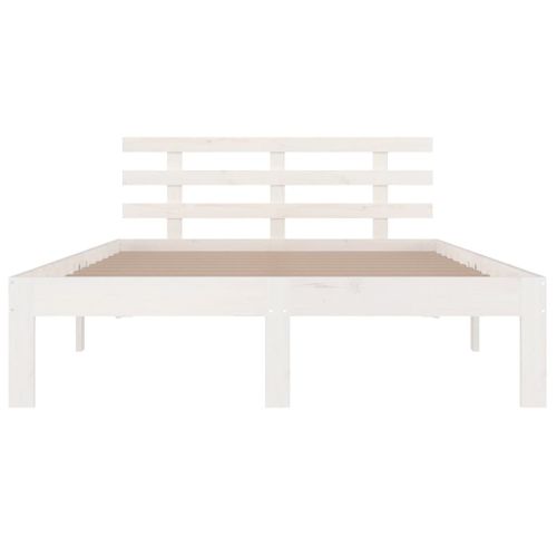 Cadre De Lit Sans Matelas Blanc Bois Massif 160x200 Cm