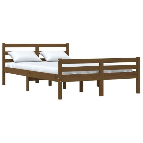 Cadre De Lit Sans Matelas Marron Miel Bois Massif 120x190 Cm